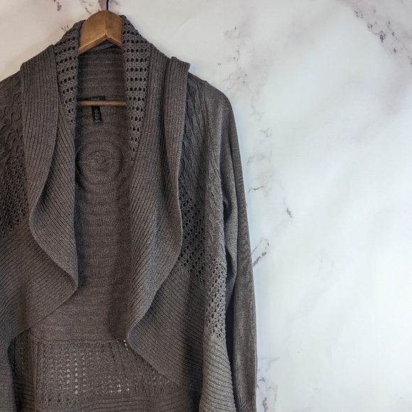 Soma Cardigan Size Small Brown Sweater Boho Open Front Waterfall Women Cotton - Picture 9 of 11